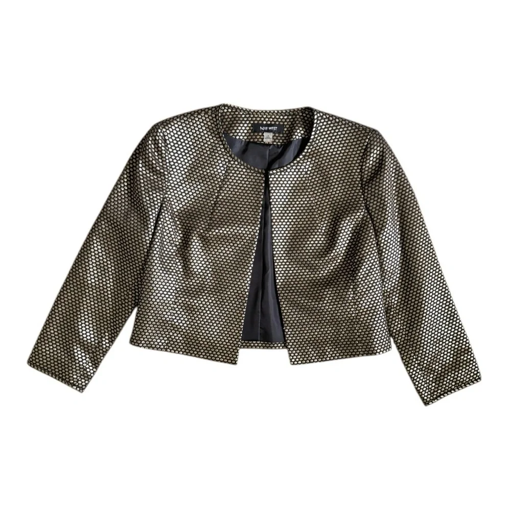 NWT Nine West Metallic Dot Blazer Jacket Size 6 - Picture 2 of 6